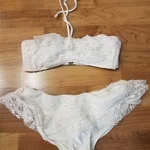 RALPH LAUREN SWIMSUIT TWO PIECE 2-PC BIKINI MESH LACE S